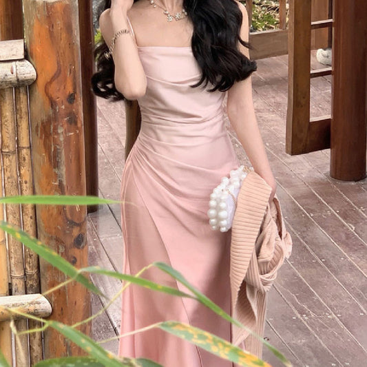 Женское модное повседневное платье на бретелях