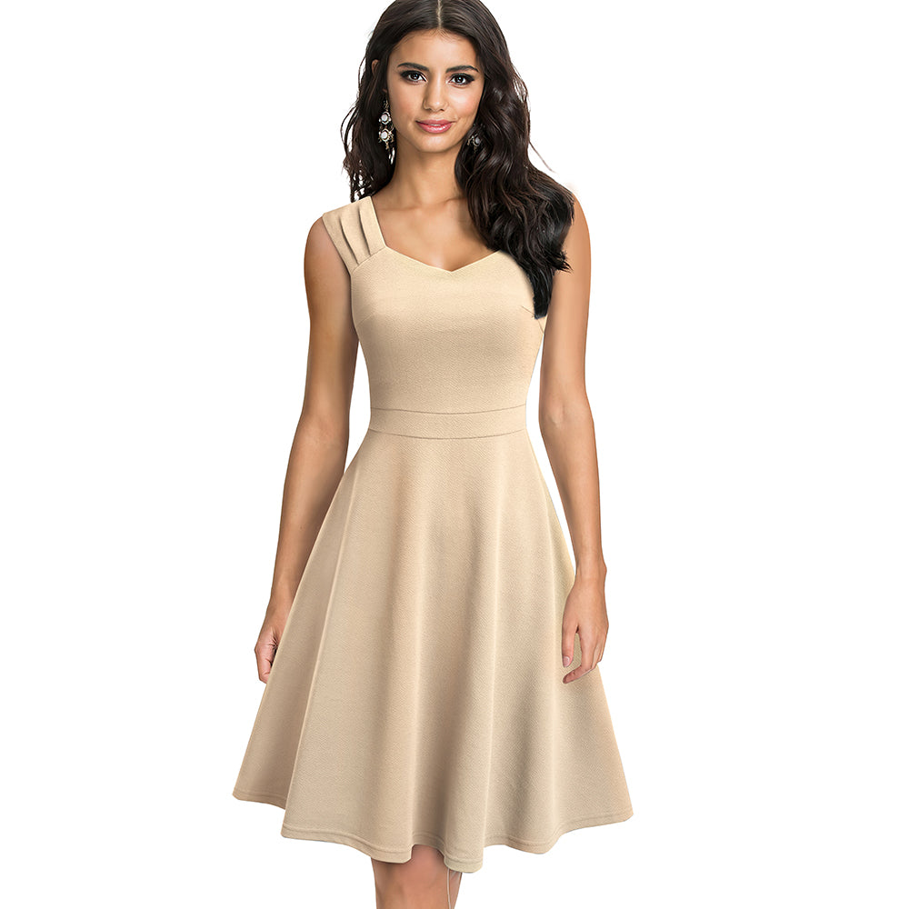 Женское облегающее платье, элегантное платье для дам, короткое платье А-силуэта с пышной юбкой.