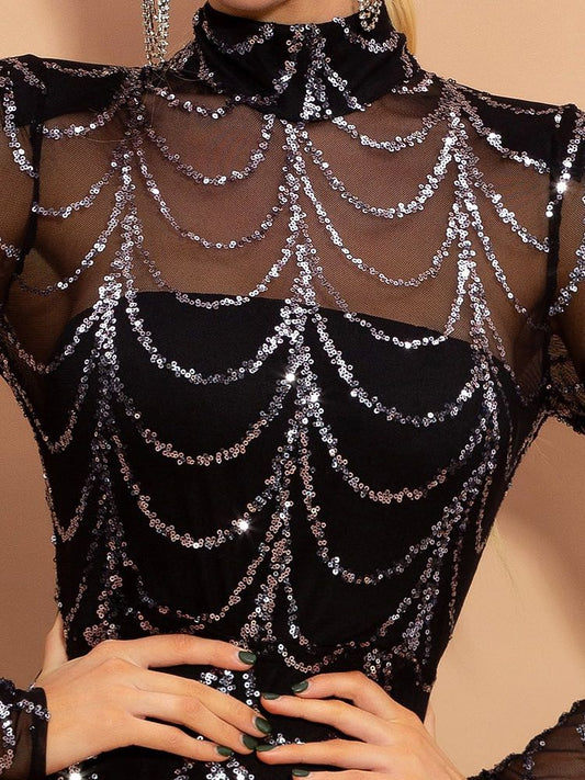 Длинные платья-макси с пайетками, платья с длинными рукавами для вечеринок