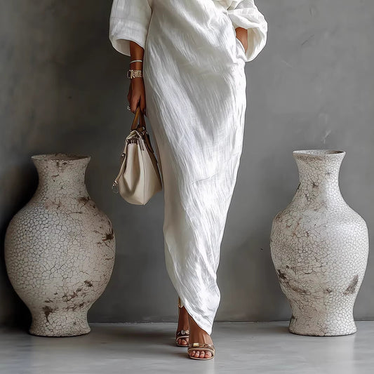 Платье-трапеция с открытыми плечами, элегантное платье с длинными рукавами, одежда для пляжного отдыха для женщин.