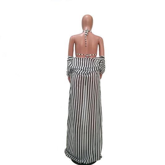 Купальник-бикини из трех частей с принтом