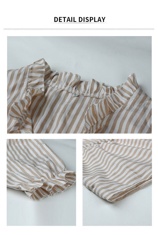 Женское модное платье в полоску.