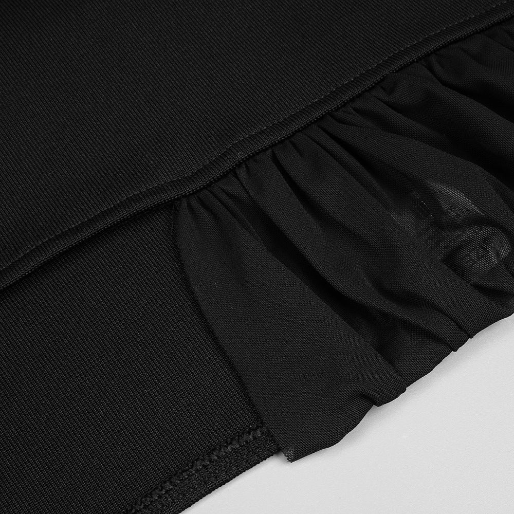 Длинное прозрачное платье неправильной формы с разрезом