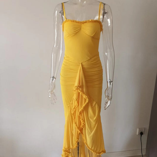 Женское повседневное простое длинное платье с кружевом на подтяжках