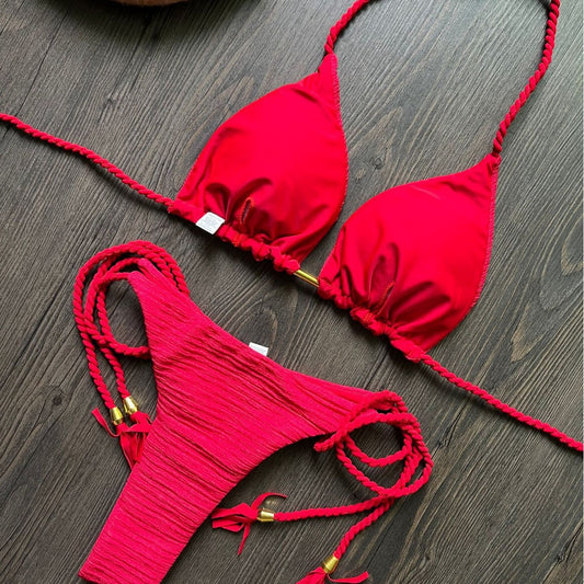 Женский модный бикини-купальник из плетеной веревки