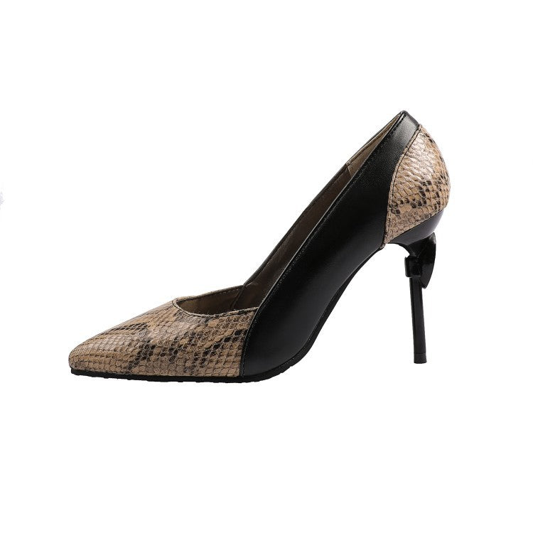 Snakeskin leather panel high heels