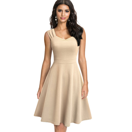 Женское облегающее платье, элегантное платье для дам, короткое платье А-силуэта с пышной юбкой.