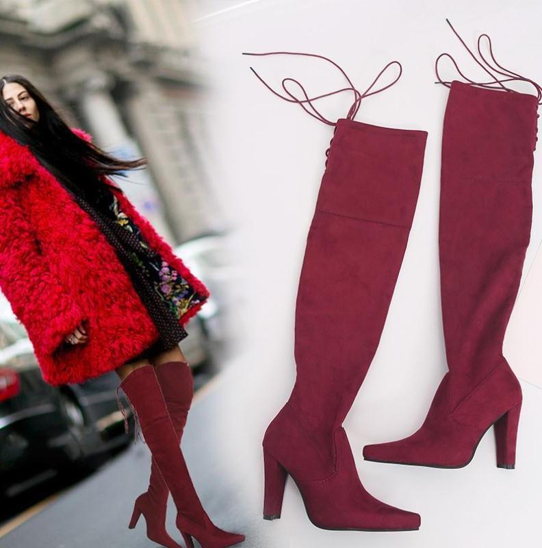 Высокие сапоги до колена плюс флисовые сапоги