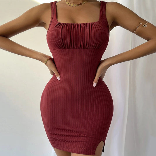 KOCHÉLLE® Velora Signature Strap Knit Bodycon Slit Dress
