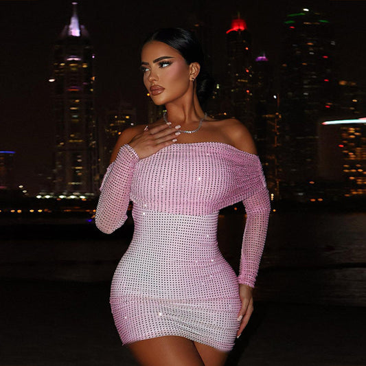 Мини-платье Maison Verité с открытыми плечами, плиссировкой и длинными рукавами