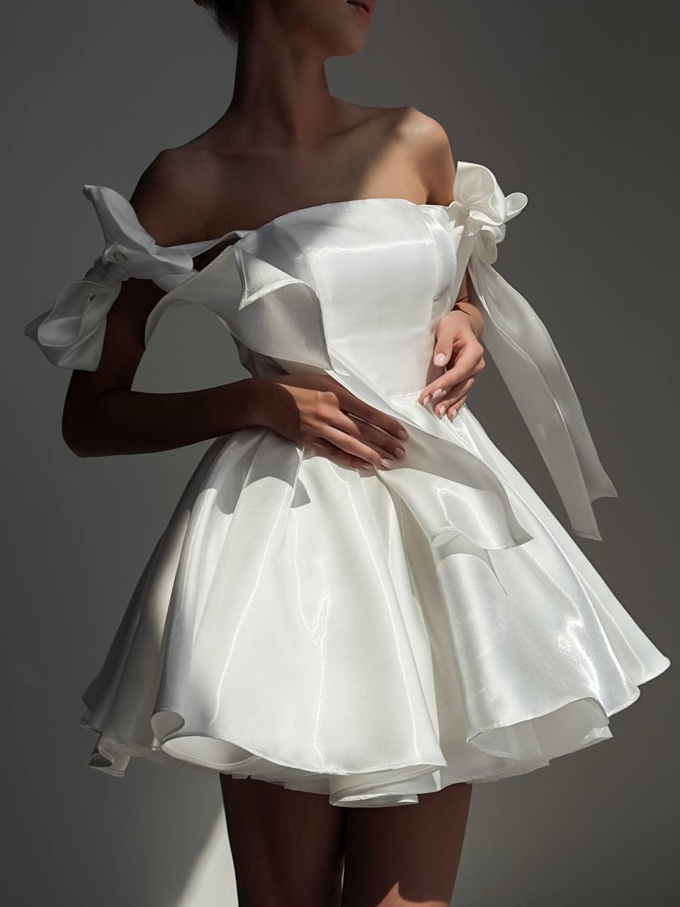 Французское ретро-платье без бретелей с бантом