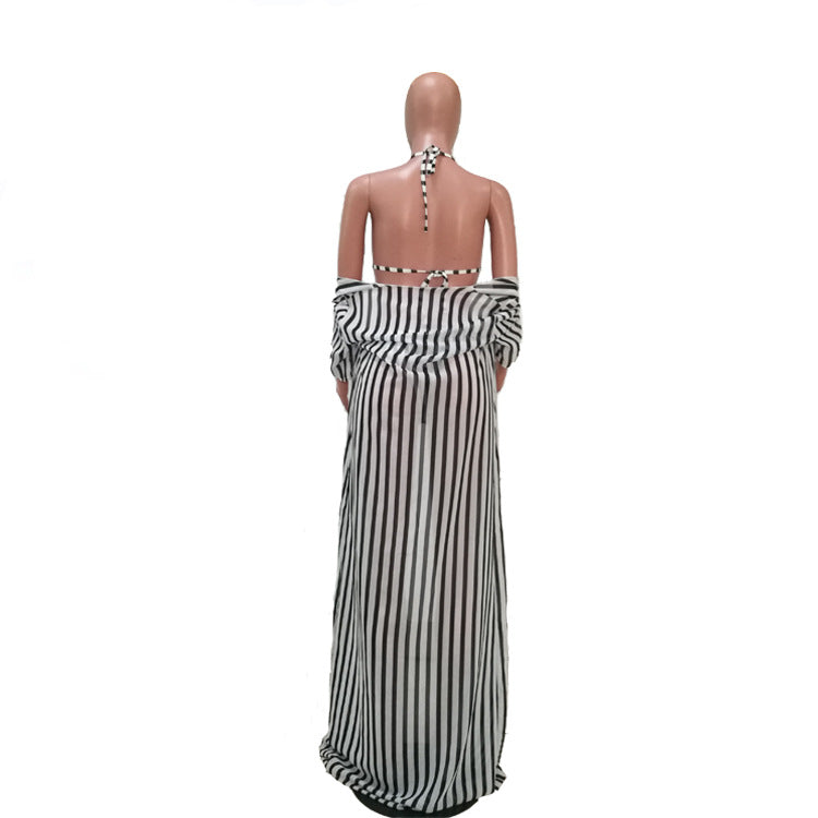 Купальник-бикини из трех частей с принтом