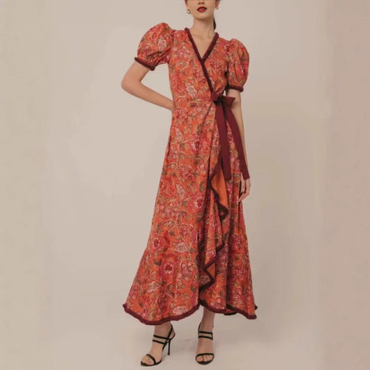 Женское богемное платье, облегающее талию