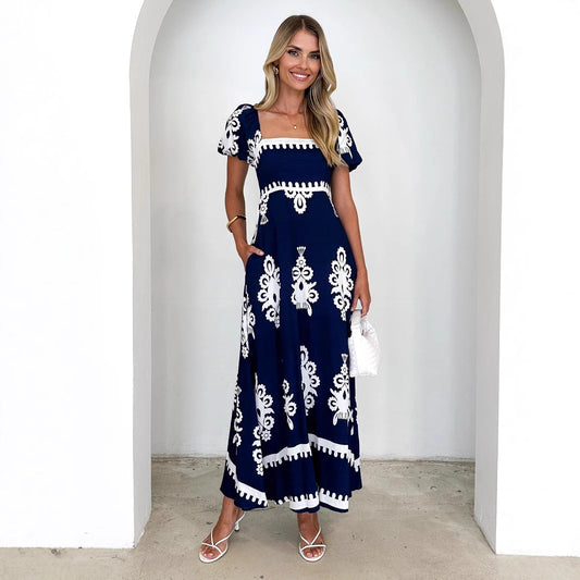 Пляжное платье с принтом в стиле отпуска, платье-сарафан для женщин