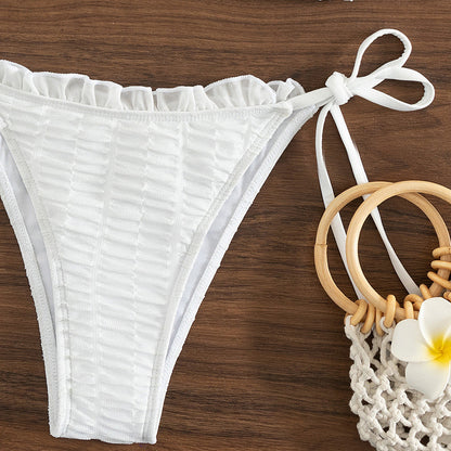 Женский элегантный бикини однотонного цвета с кромкой из хлопка.