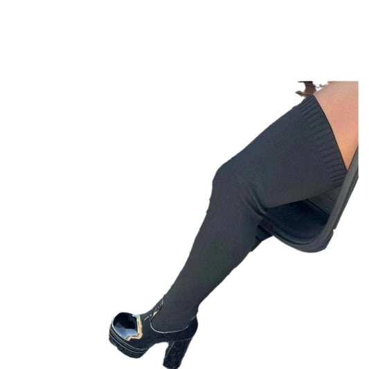 Новые шерстяные осенне-зимние сапоги-ботфорты на толстом каблуке с закругленным носком для женщин.