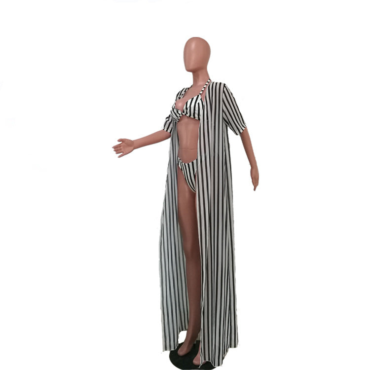 Купальник-бикини из трех частей с принтом