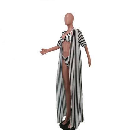 Купальник-бикини из трех частей с принтом