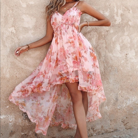 Новое свободное шифоновое платье на бретелях для женщин