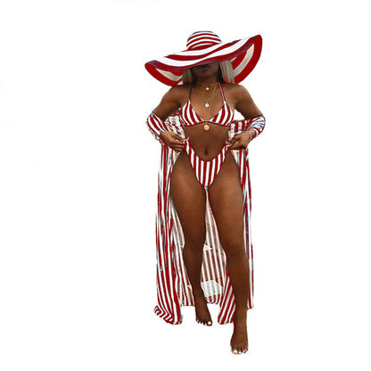 Купальник-бикини из трех частей с принтом