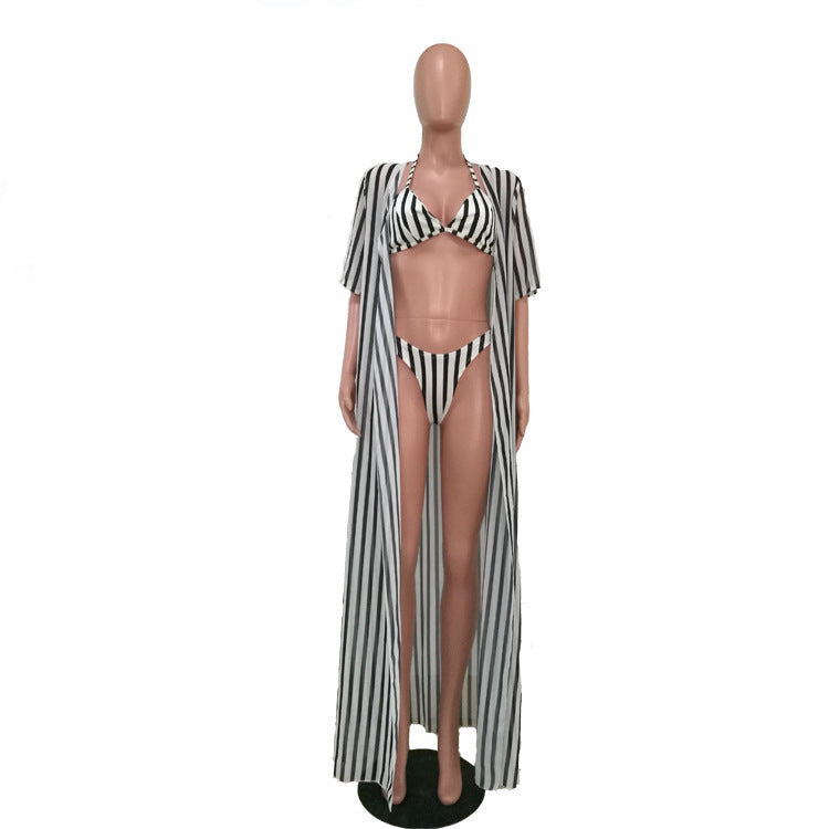 Купальник-бикини из трех частей с принтом